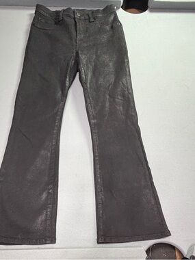 7 For All Mankind Black coated wax flare boot cut Jeans 25 inch waist size 0-2